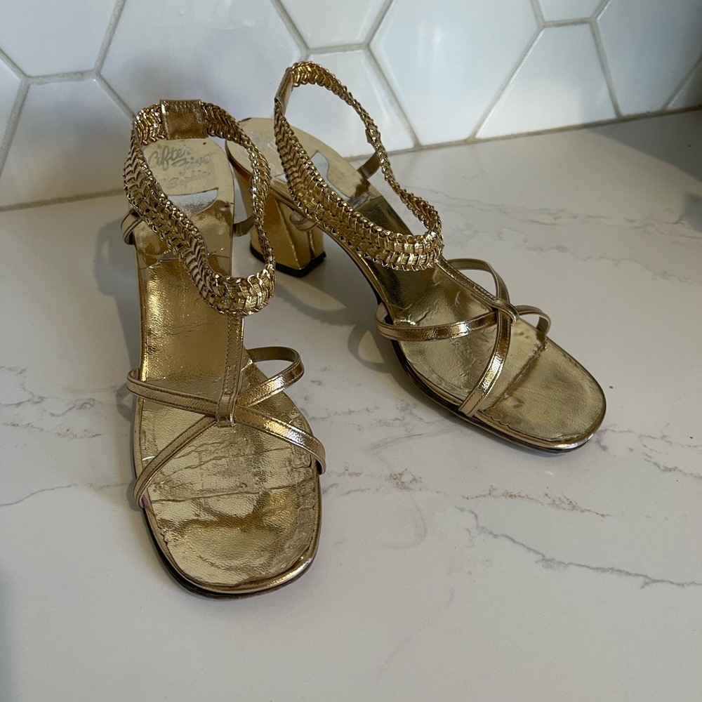 Chic Gold Strappy Heels for Women